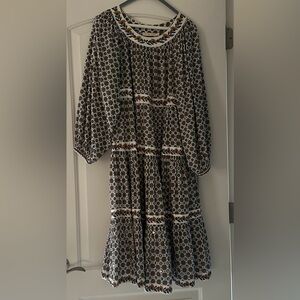 Tory Burch midi dress, has sequins - super cute on. Medallion print.